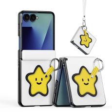 DUX DUCIS Samsung Galaxy Z Flip 8 Skal PU-L&auml;der Stj&auml;rna Vit