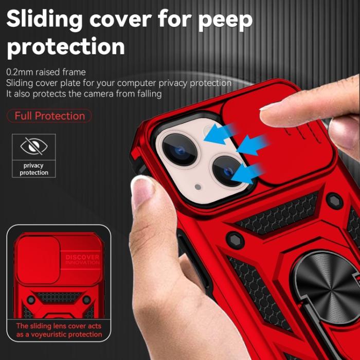Bild 5, iPhone 14 Skal Ring Armor Med CamShield Röd