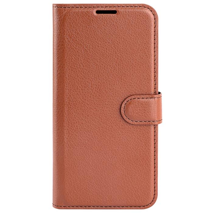 Bild 5, Motorola Edge 50 Pro 5G Litchi Läder Fodral Brun