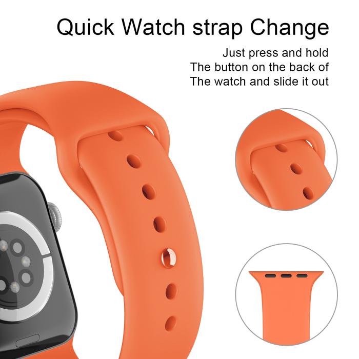 Bild 4, Apple Watch 38/40/41 mm Silikon Armband (S/M) Orange