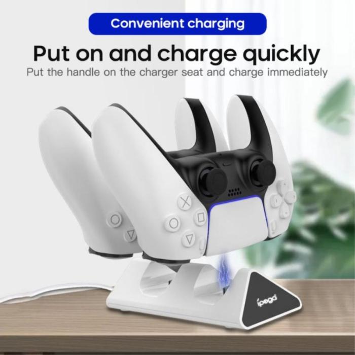 Bild 3, iPega Sony PS5 DualSense LED USB-C Snabbladdningsstation Vit