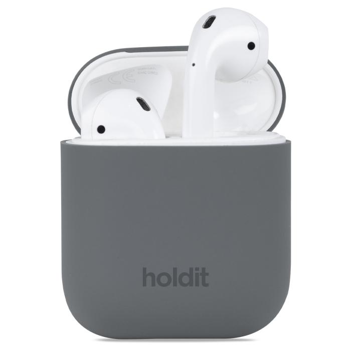 Bild 1, holdit AirPods 1/2 Skal Silikon Space Gray