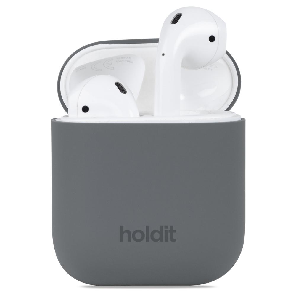 holdit AirPods 1/2 Skal Silikon Space Gray