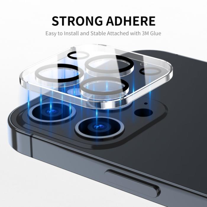 Bild 3, ENKAY iPhone 15 Pro / 15 Pro Max 2-PACK Linsskydd BlackRing Härdat Glas