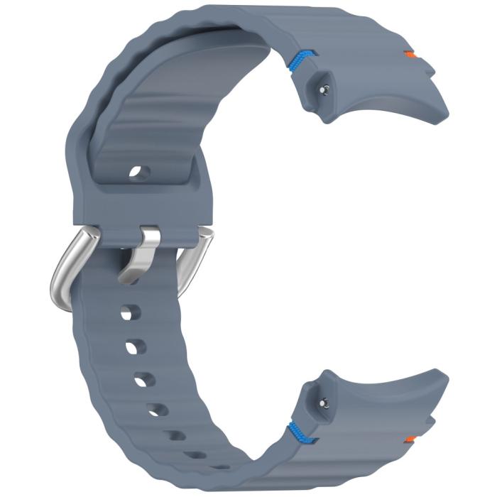 Bild 3, Galaxy Watch 5/5 Pro/6/7/FE Armband Silikon Wave Design Blå