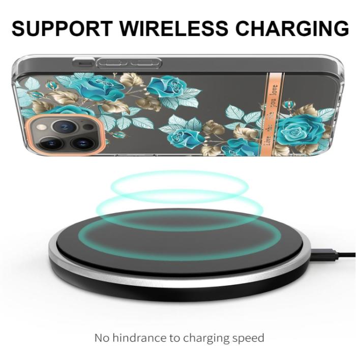 Bild 3, iPhone 15 Pro Skal Med Tryck Blåa Rosor