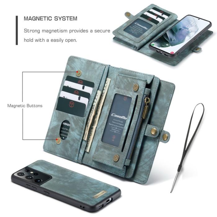 Bild 3, Samsung Galaxy S21 Ultra - CASEME 2-i-1 Multifunktionellt Plånboksfodral - Grön