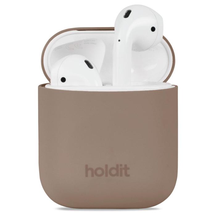 Bild 1, holdit AirPods Nygård Skal Silikon Mocha Brown