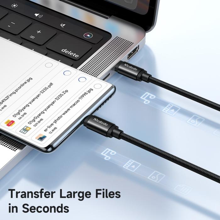 Bild 6, Mcdodo 1.2m 240W PD USB-C - USB-C Nylonkabel Svart