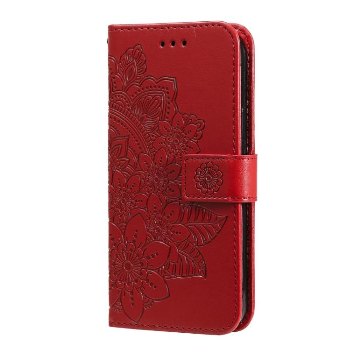Bild 2, Samsung Galaxy S21 FE Fodral Mandala Läder Röd