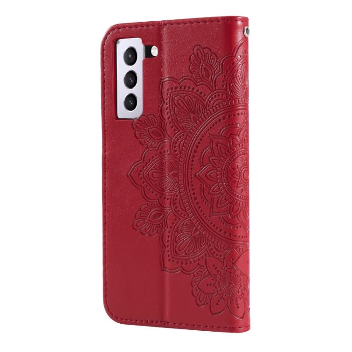 Bild 3, Samsung Galaxy S21 FE Fodral Mandala Läder Röd