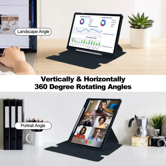 Bild 2, Samsung Galaxy Tab S10 Plus Fodral 360° Rotation Mörk Blå