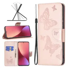 Xiaomi 12 Fodral Tryck Butterfly Roséguld