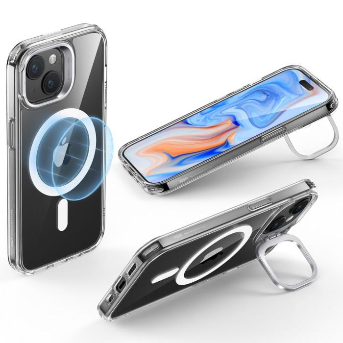 Bild 5, ESR iPhone 15 Plus Skal MagSafe Classic Kickstand HaloLock Transparent