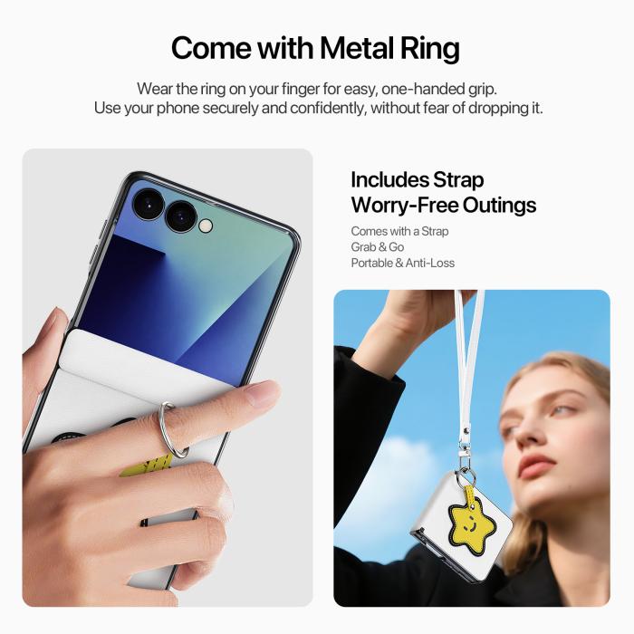 Bild 4, DUX DUCIS Samsung Galaxy Z Flip 8 Skal PU-Läder Stjärna Vit