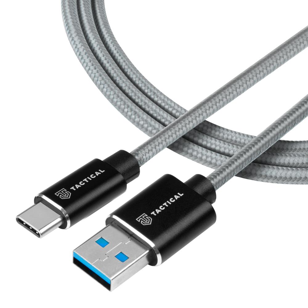 Tactical 30cm 15W 3A USB-C Laddkabel Nylon Grå