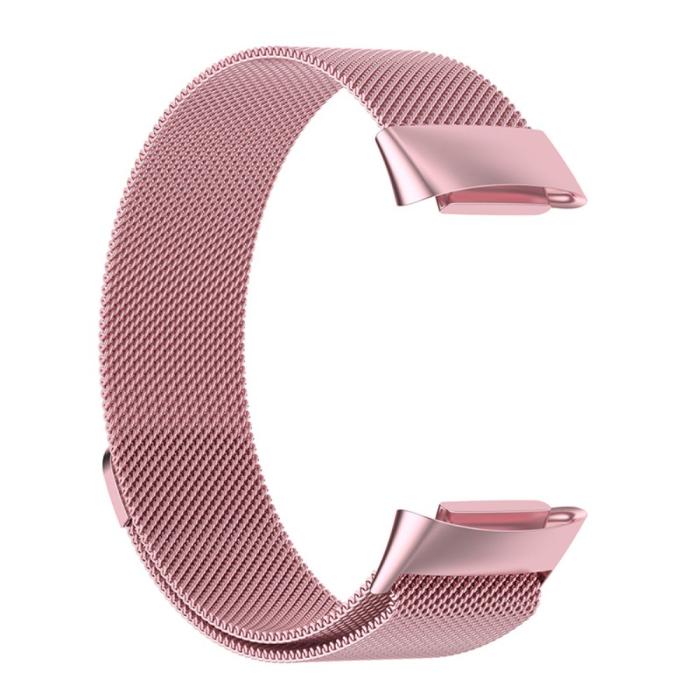Bild 1, Fitbit Charge 6 / 5 Metall Armband Milanese Loop Rosa