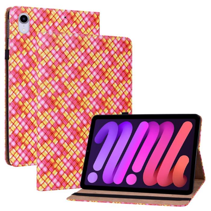 Bild 1, iPad Mini 2024/2021 Fodral Vävd Textur Rosa/Gul