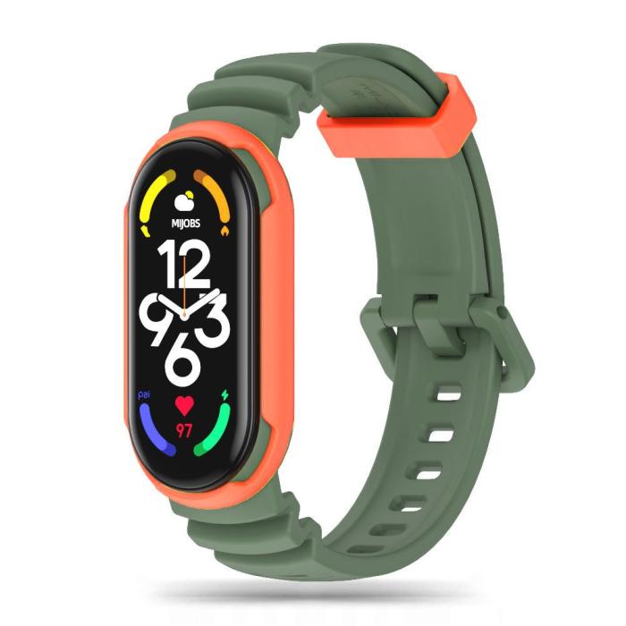 Bild 1, Tech-Protect Xiaomi Mi Smart Band 5/6/7 Armband Hybrid Grön/Orange
