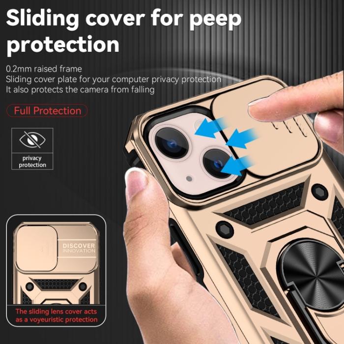 Bild 5, iPhone 14 Skal Ring Armor Med CamShield Guld