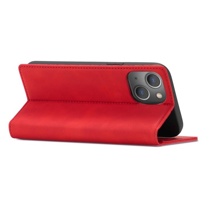 Bild 4, LC.IMEEKE iPhone 15 Plus Fodral Flip Läder Röd