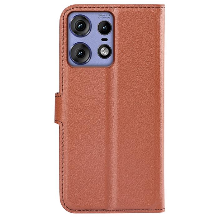 Bild 6, Motorola Edge 50 Pro 5G Litchi Läder Fodral Brun