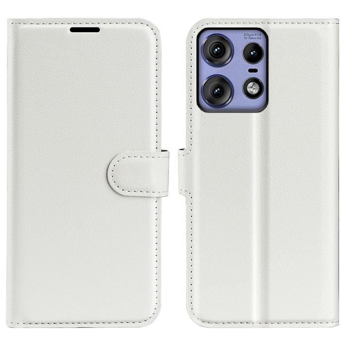 Bild 1, Motorola Edge 50 Pro 5G Litchi Läder Fodral Vit