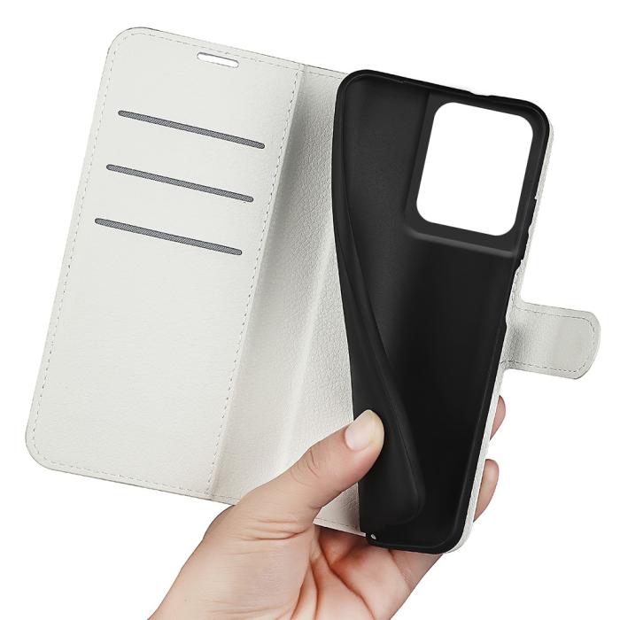 Bild 4, Motorola Edge 50 Pro 5G Litchi Läder Fodral Vit