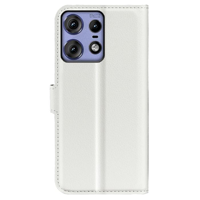 Bild 6, Motorola Edge 50 Pro 5G Litchi Läder Fodral Vit