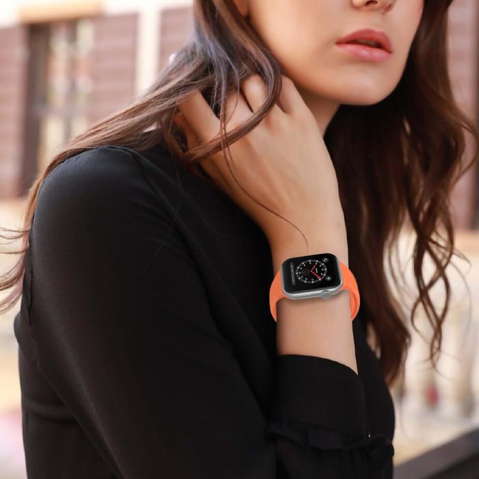 Bild 5, Apple Watch 38/40/41 mm Silikon Armband (S/M) Orange