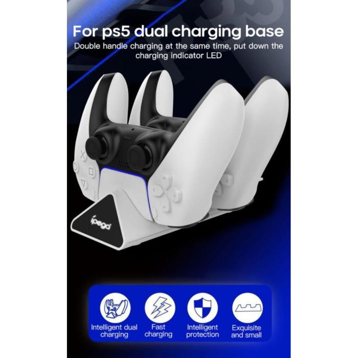 Bild 5, iPega Sony PS5 DualSense LED USB-C Snabbladdningsstation Vit