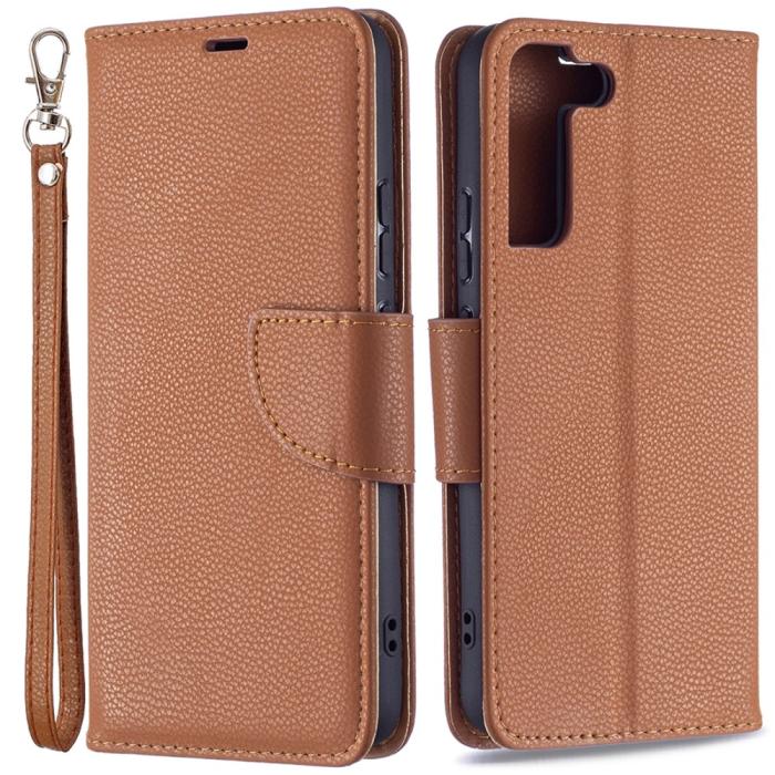 Bild 1, Samsung Galaxy S22 Plus Fodral Litchi Textur Läder Brun