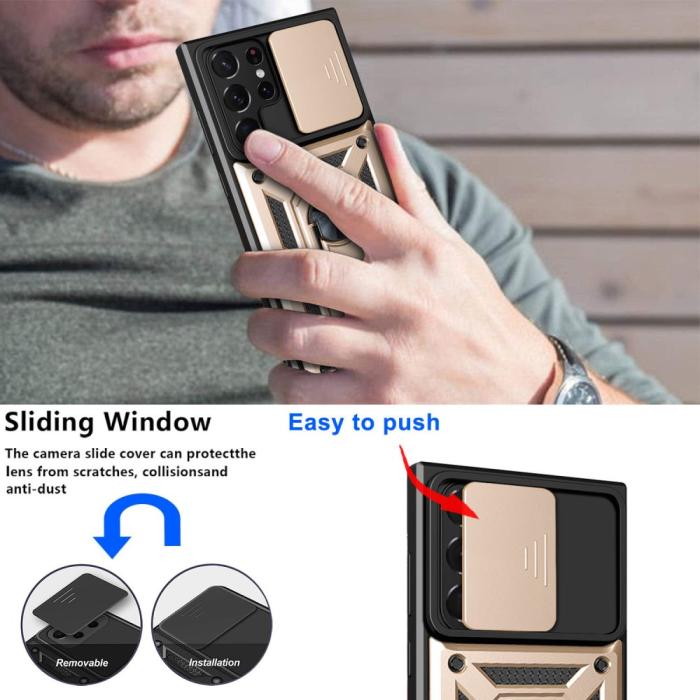Bild 4, Samsung Galaxy S23 Ultra Skal Ring CamShield Guld