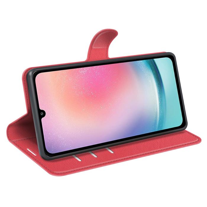 Bild 3, Samsung Galaxy A25 5G Fodral Litchi Läder Röd