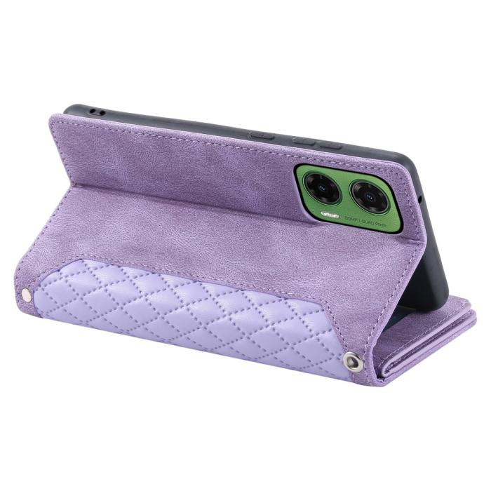 Bild 4, Motorola Moto G35 5G Plånboksfodral Rhombus Läder Lila