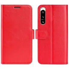 Sony Xperia 5 IV Fodral Crazy Horse L&auml;der R&ouml;d