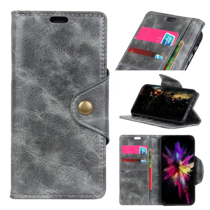 Bild 1, Huawei Honor View 20 - PU Läder Plånboksfodral - Grå