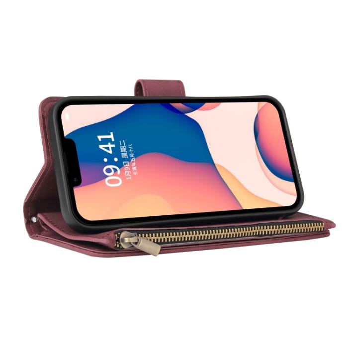 Bild 5, iPhone 14 Plus Fodral Multifunktionellt Vinröd