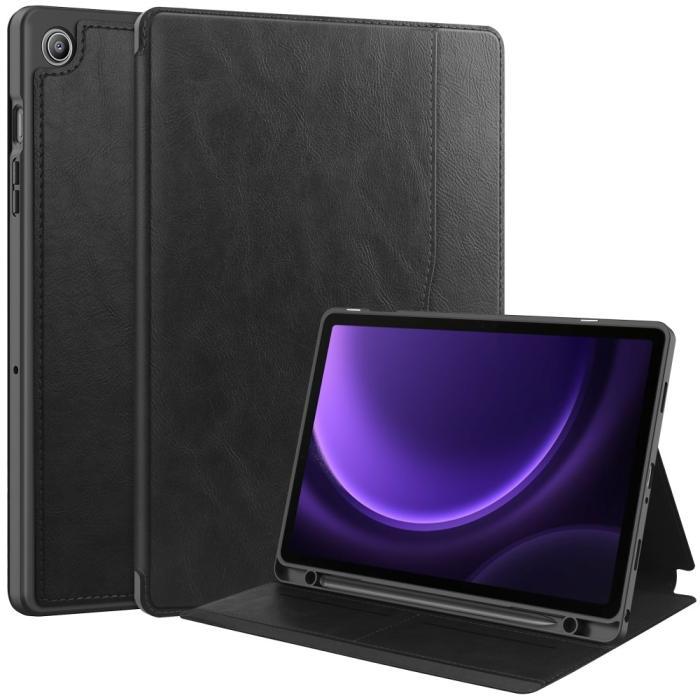 Bild 1, Galaxy Tab S9 FE Fodral Business Läder Pennhållare Svart