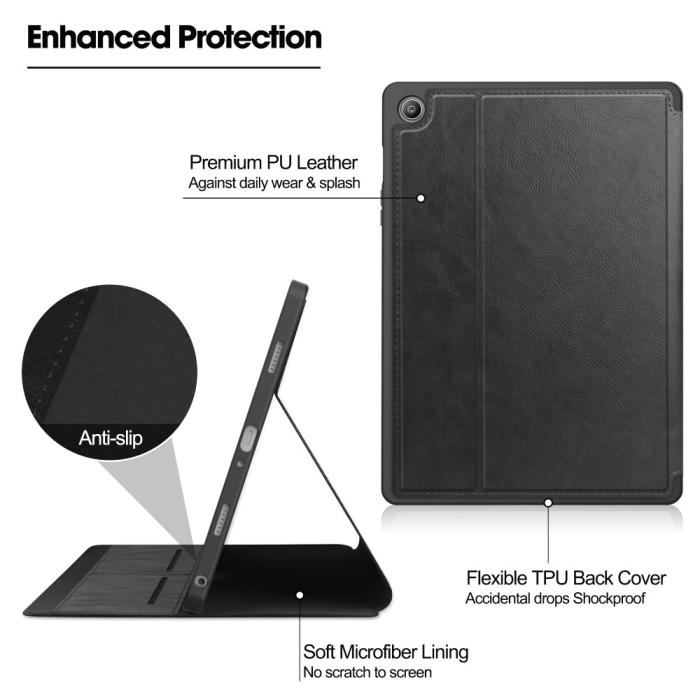 Bild 4, Galaxy Tab S9 FE Fodral Business Läder Pennhållare Svart
