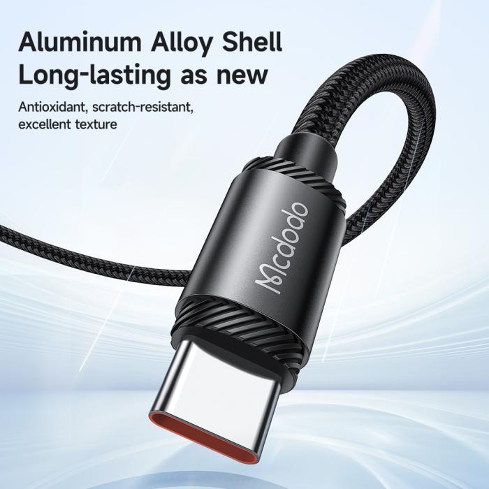 Bild 4, Mcdodo 2m 240W PD USB-C - USB-C Nylonkabel Svart