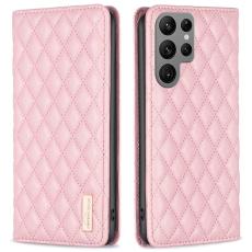 BINFEN Galaxy S25 Ultra Fodral Flip Diamond L&auml;der Rosa