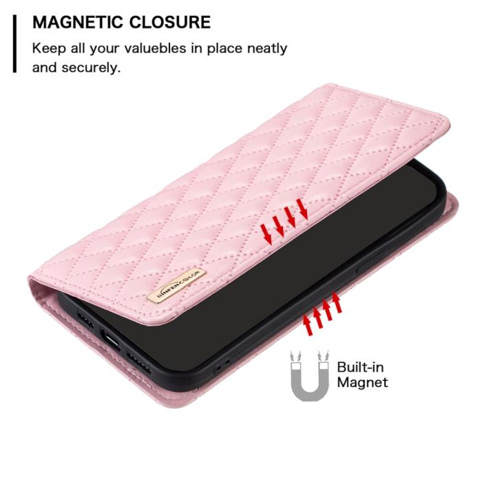 Bild 4, BINFEN Galaxy S25 Ultra Fodral Flip Diamond Läder Rosa