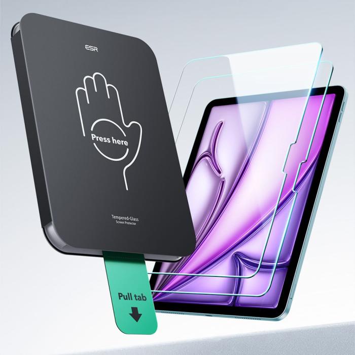 Bild 4, ESR iPad Air 11 2026-2024 2-PACK Skärmskydd UltraFit Härdat Glas