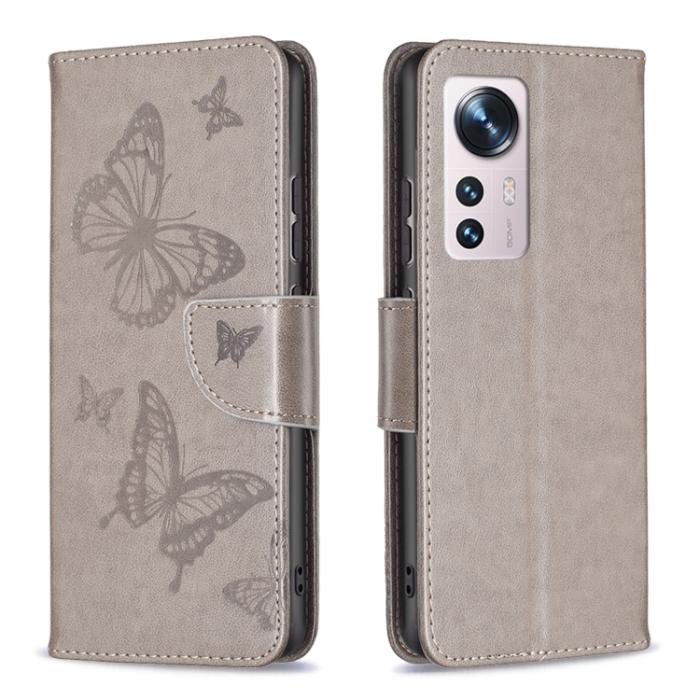 Bild 2, Xiaomi 12 Fodral Tryck Butterfly Grå