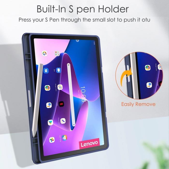Bild 3, Lenovo Tab M10 Plus Gen 3 Fodral Tri-Fold Hybrid Mörk Blå