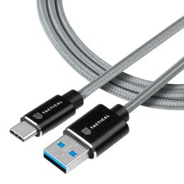 Tactical 2m 15W 3A USB-C Laddkabel Nylon Grå