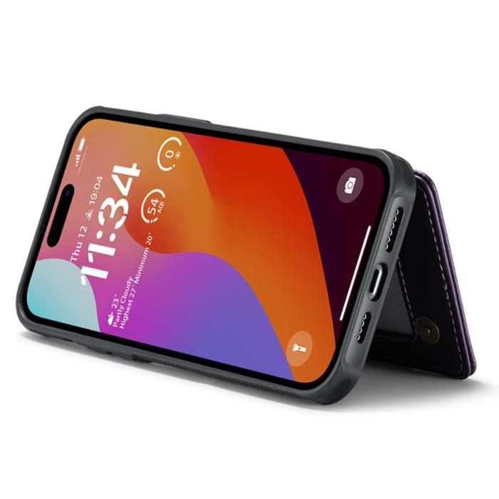 Bild 4, CASEME iPhone 15 Pro Skal RFID Kickstand Plånbok Lila