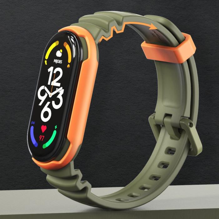 Bild 3, Tech-Protect Xiaomi Mi Smart Band 5/6/7 Armband Hybrid Grön/Orange