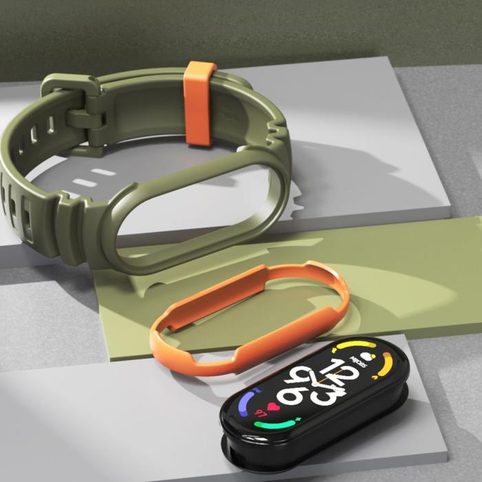 Bild 4, Tech-Protect Xiaomi Mi Smart Band 5/6/7 Armband Hybrid Grön/Orange